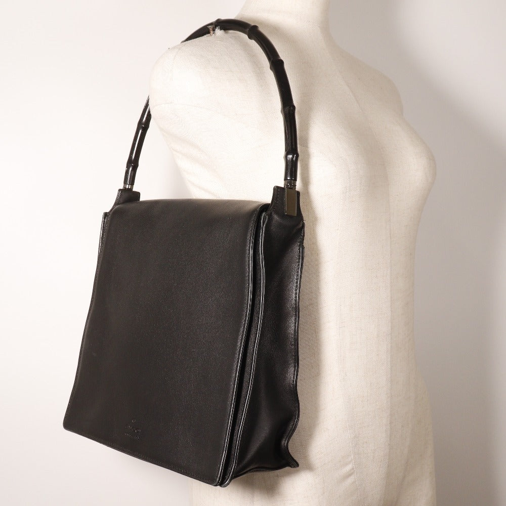 Gucci Shoulder Bag 001 3243 200047 Calfskin Black Bamboo Women