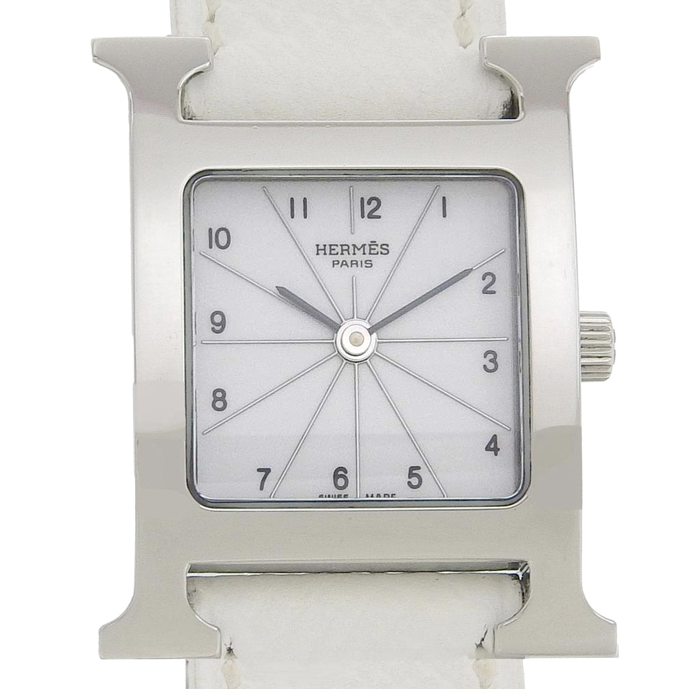 Hermes Watches Quartz Hh1.210 Stainless Steel , Leather White H Watch White Dial Women