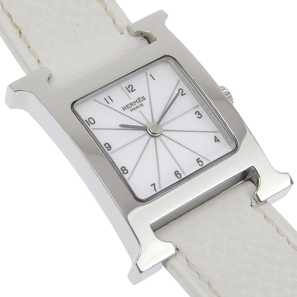 Hermes Watches Quartz Hh1.210 Stainless Steel , Leather White H Watch White Dial Women