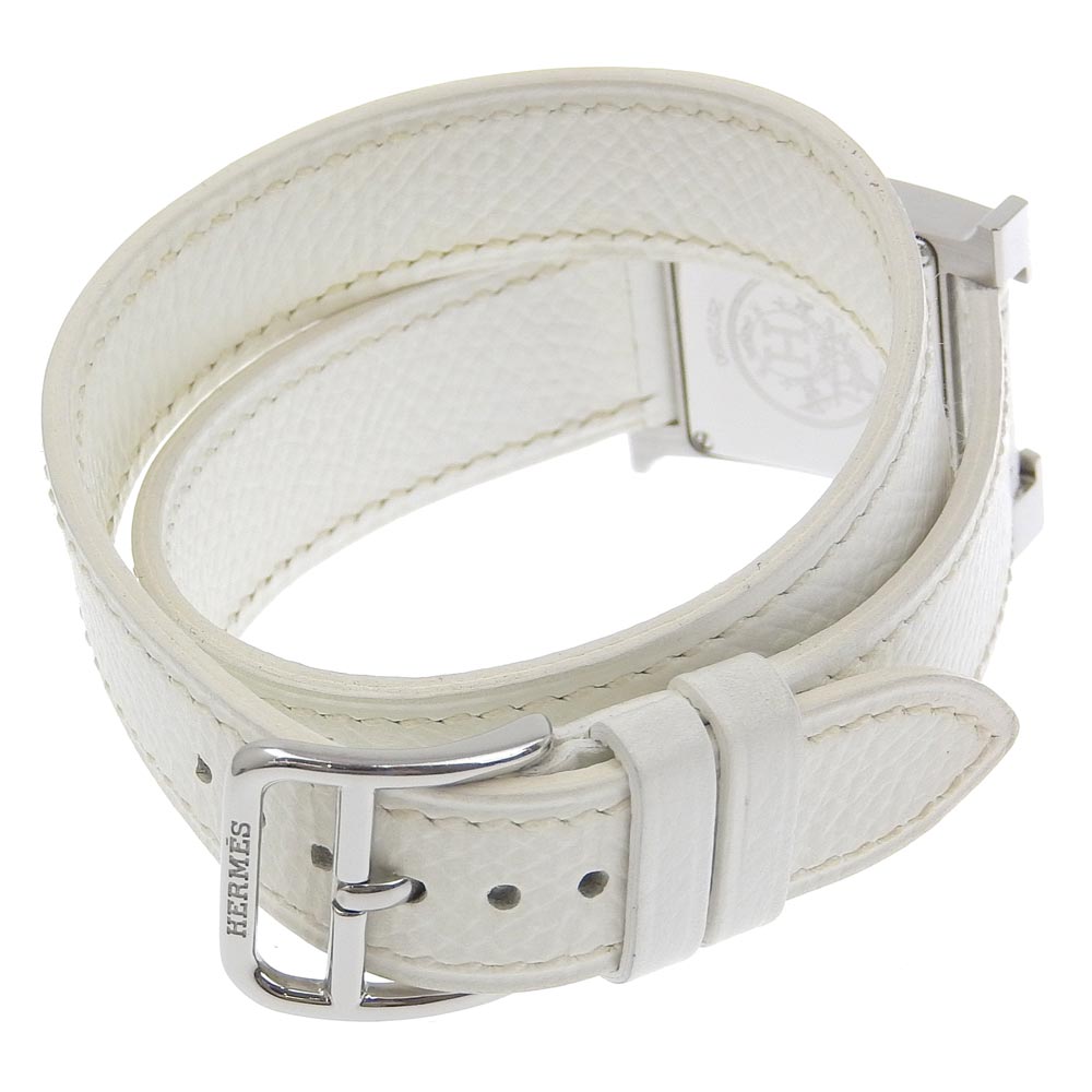 Hermes Watches Quartz Hh1.210 Stainless Steel , Leather White H Watch White Dial Women
