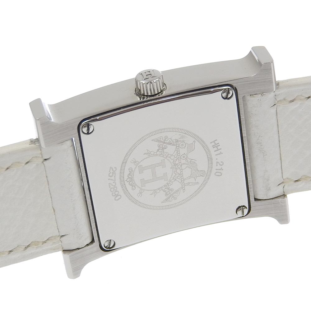 Hermes Watches Quartz Hh1.210 Stainless Steel , Leather White H Watch White Dial Women