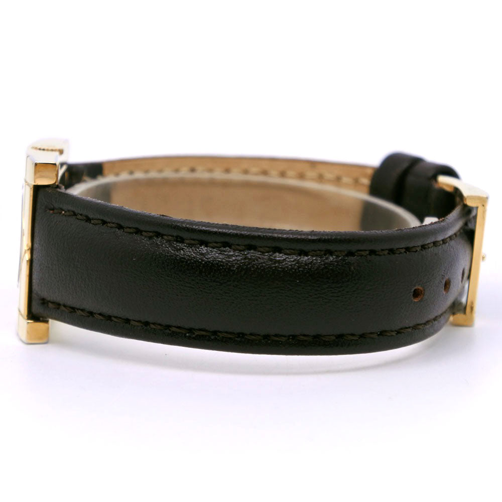 Dior Watches Quartz D82-150 Plated Gold, Embossed Leather Black Cannage Square Black Dial Women