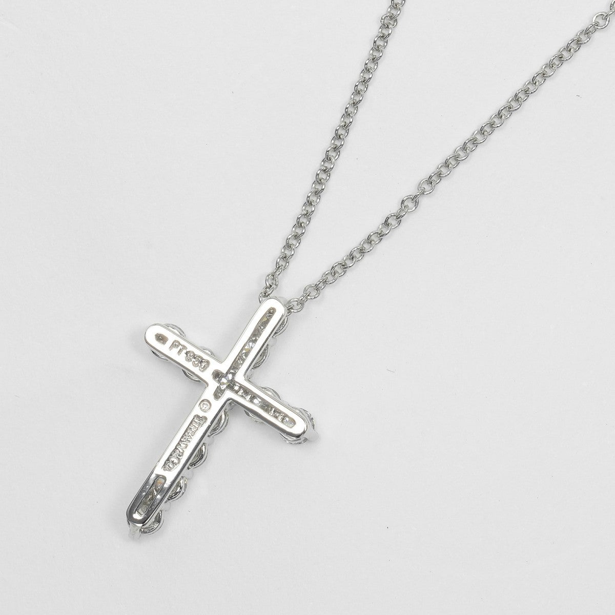 Tiffany&Co. Necklace Pt950Platinum, Diamond Gold Small Cross Women