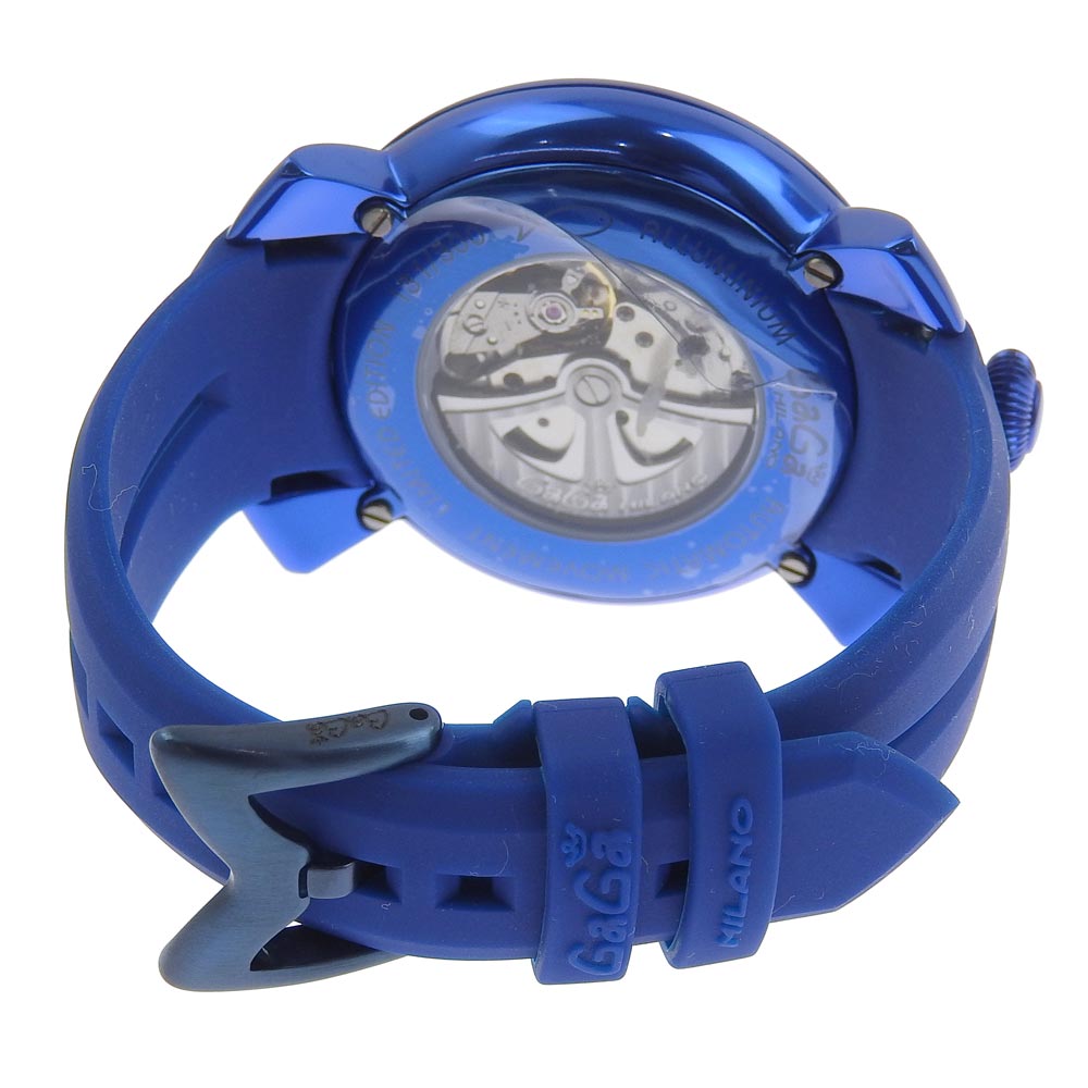 Gaga Milano Watches Mechanical Automatic 5070 Rubber, Aluminum Blue Limited To 300 Back Scales
