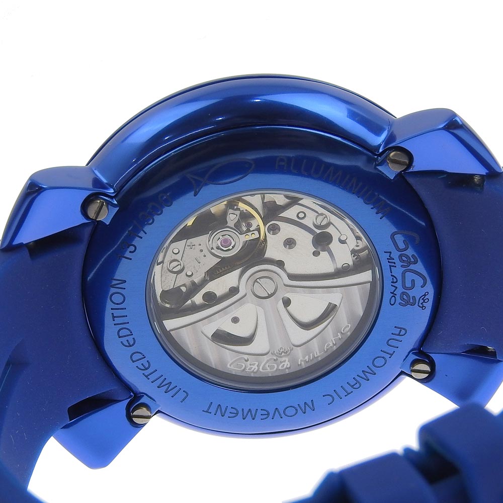 Gaga Milano Watches Mechanical Automatic 5070 Rubber, Aluminum Blue Limited To 300 Back Scales