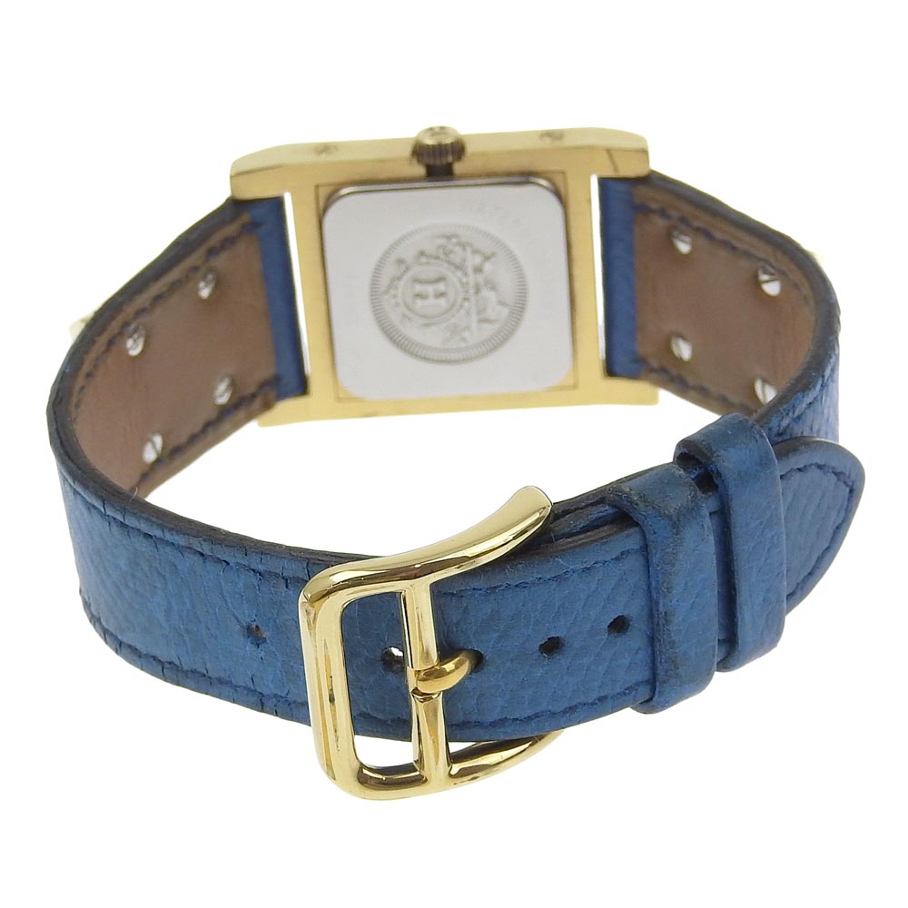 Hermes Watches Quartz Plated Gold , Leather Silver Medor White Dial Women