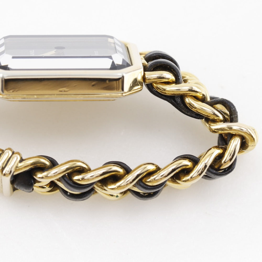 Chanel Watches Quartz Plated Gold , Leather Black Premiere L Black Dial Women