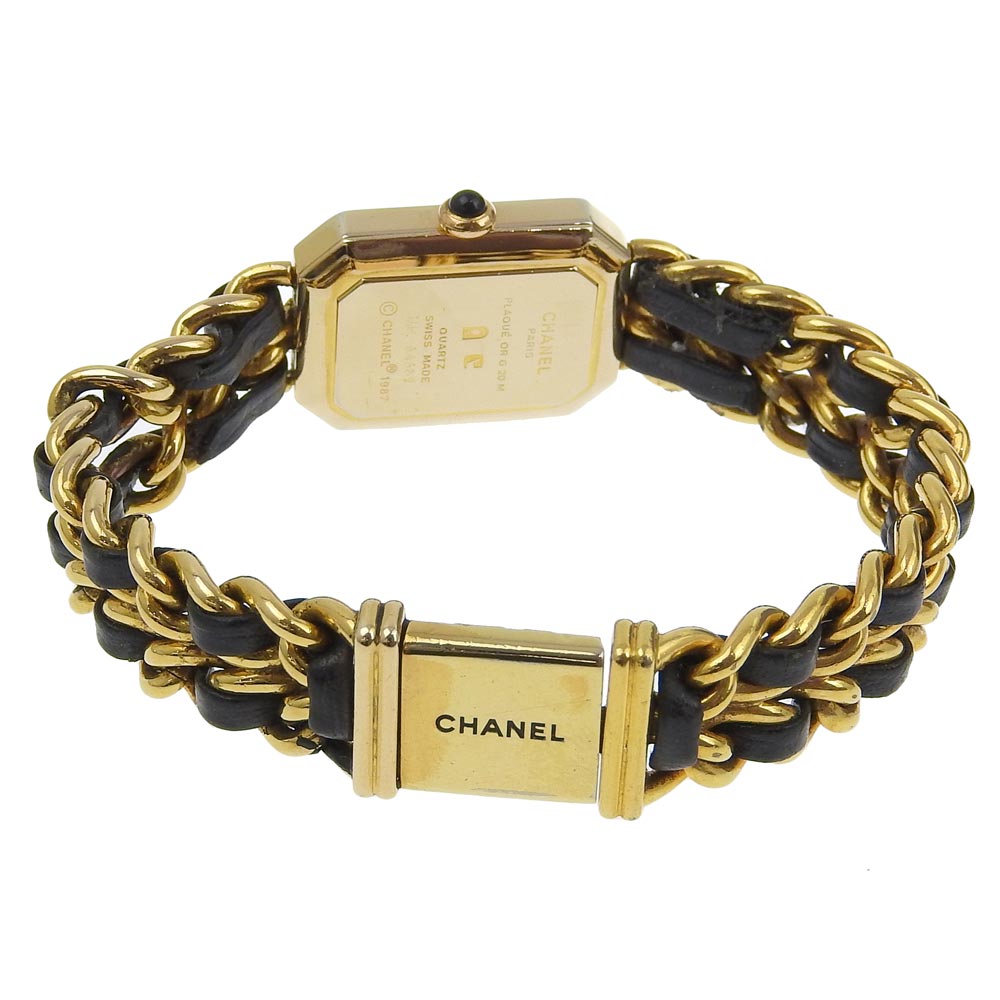 Chanel Watches Quartz Plated Gold , Leather Black Premiere L Black Dial Women
