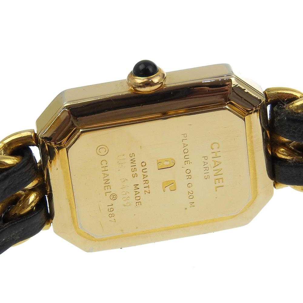 Chanel Watches Quartz Plated Gold , Leather Black Premiere L Black Dial Women
