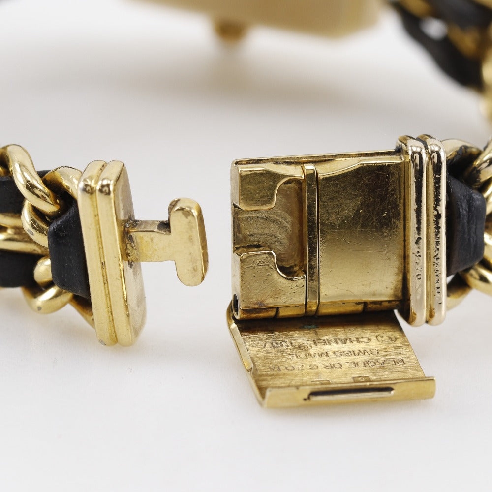 Chanel Watches Quartz Plated Gold , Leather Black Premiere L Black Dial Women