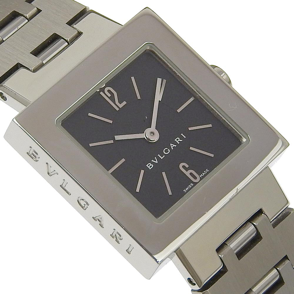 Bvlgari Watches Quartz Sq22Ss Stainless Steel Silver Quadlard Black Dial Women