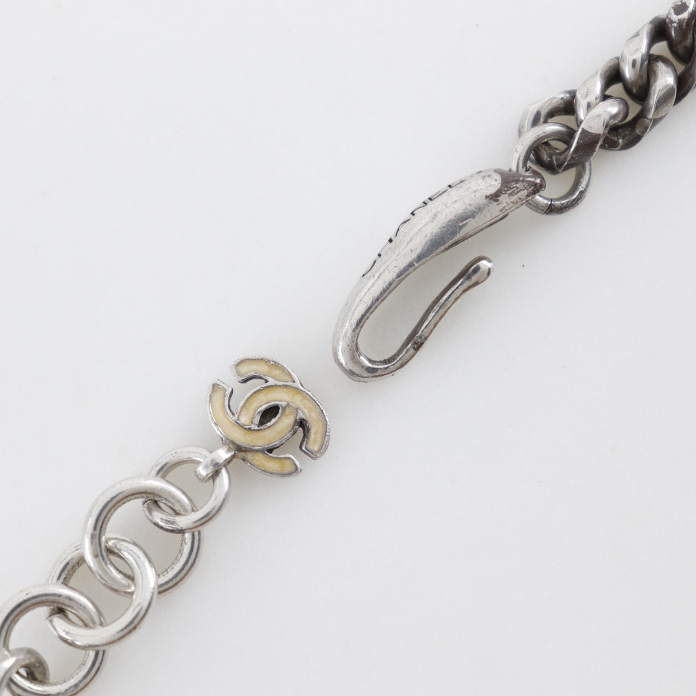 Chanel Necklace Metallic Silver Logo Coco Mark Women