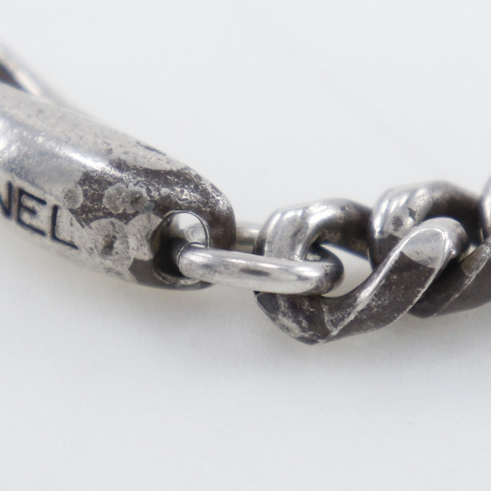 Chanel Necklace Metallic Silver Logo Coco Mark Women