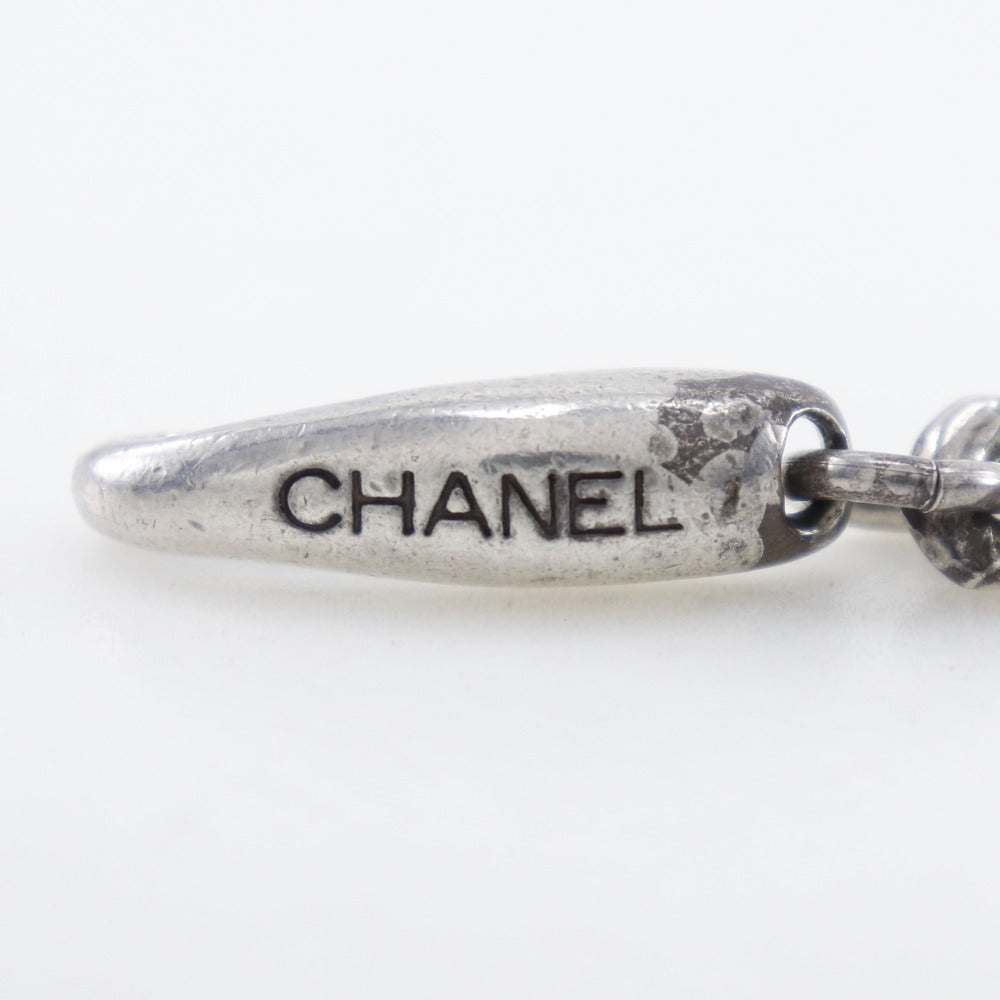 Chanel Necklace Metallic Silver Logo Coco Mark Women