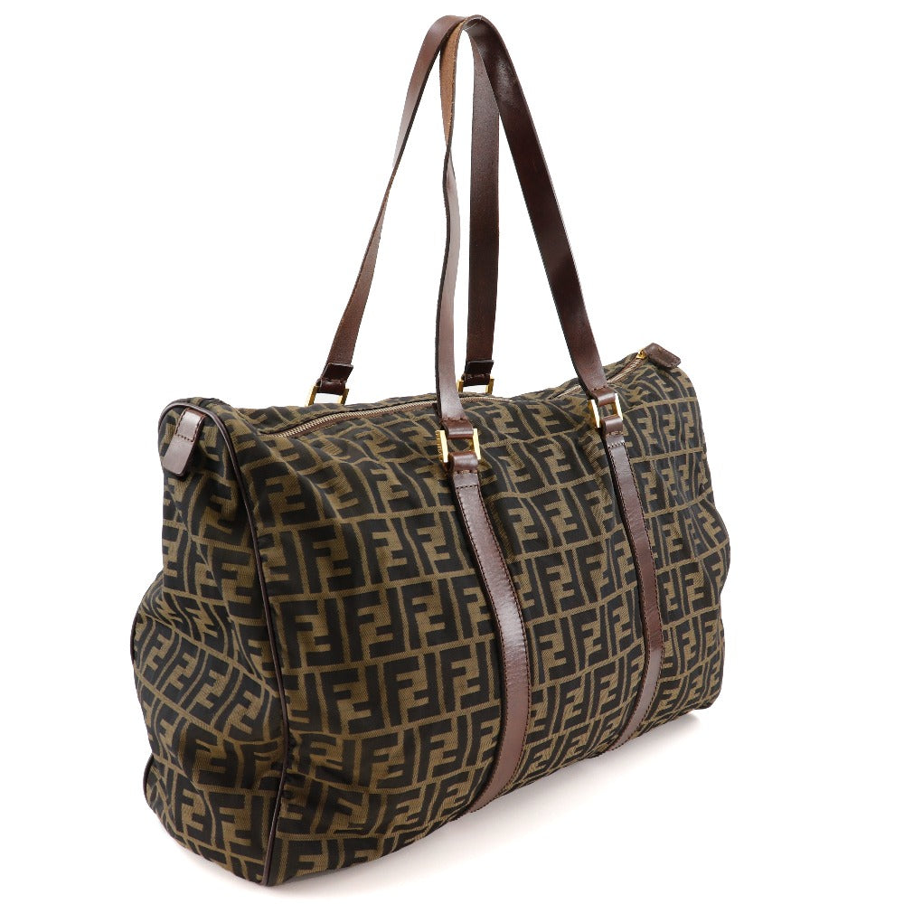 Fendi Boston Duffel Bag Nylon Canvas Brown Zucca Unisex(Unisex)