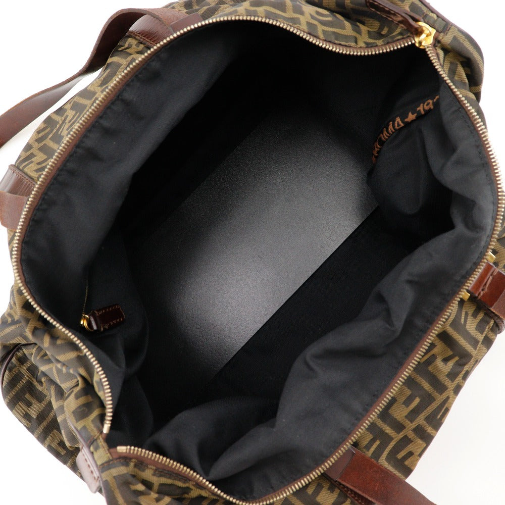 Fendi Boston Duffel Bag Nylon Canvas Brown Zucca Unisex(Unisex)