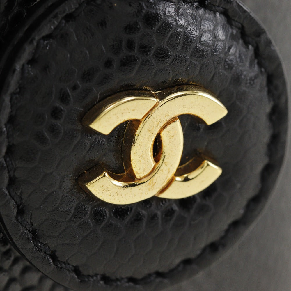 Chanel Handbag A01998 Caviar Skin Black Vanity Women Secondhand