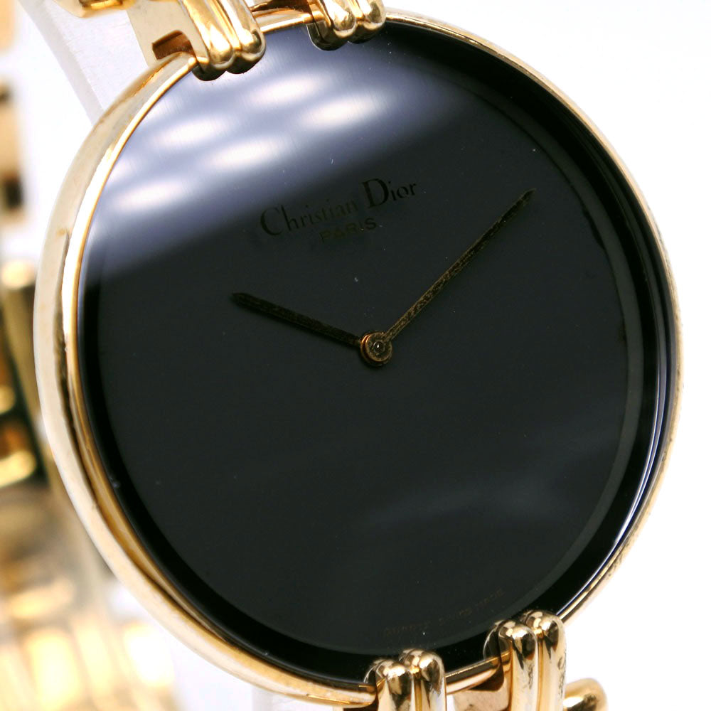 Dior Watches Quartz 47 154-2 Plated Gold Gold Bagira Black Dial Mens