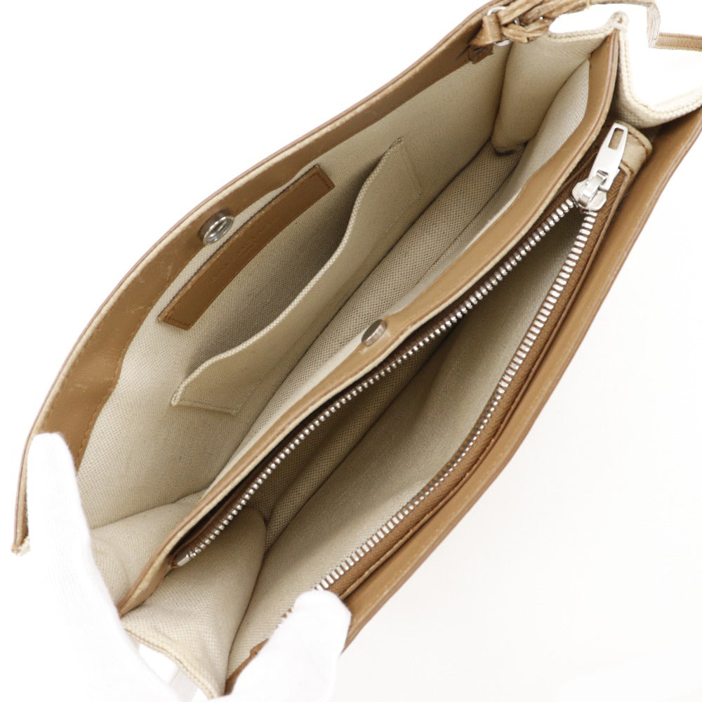 Balenciaga Shoulder Bag 339937 Canvas, Leather Brown Navy Pochette Women