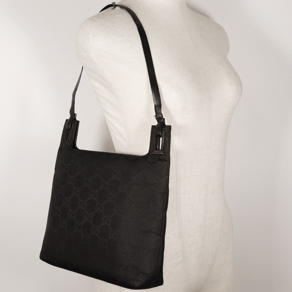 Gucci Shoulder Bag 1998 Gg Nylon Black One Belt Women