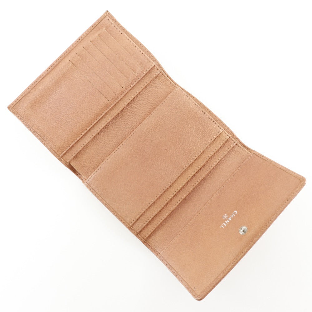 Chanel Tri-Fold Wallet Caviar Skin Pink Coco Mark Women