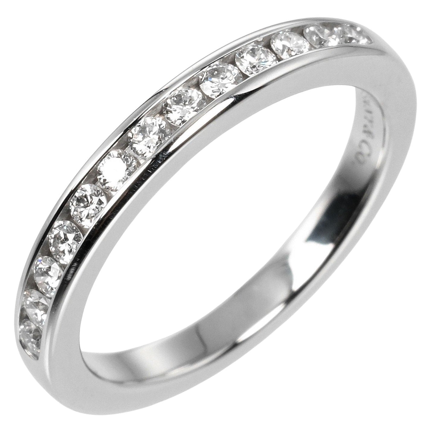 Tiffany&Co. Ring Pt950Platinum, Diamond Clear, Silver 0.1" Model Setting Half Circle Women
