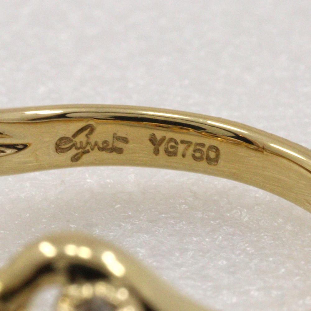 June Ring K18 Yellow Gold, Diamond, Sapphire Gold Baby Pearl Women