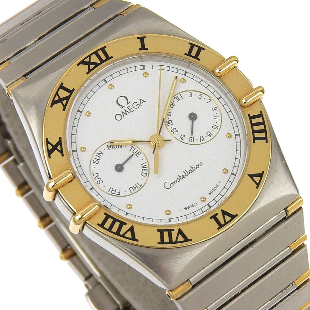 Omega Watches Quartz 1370.2 Stainless Steel Silver Day Date Constellation White Dial Boys