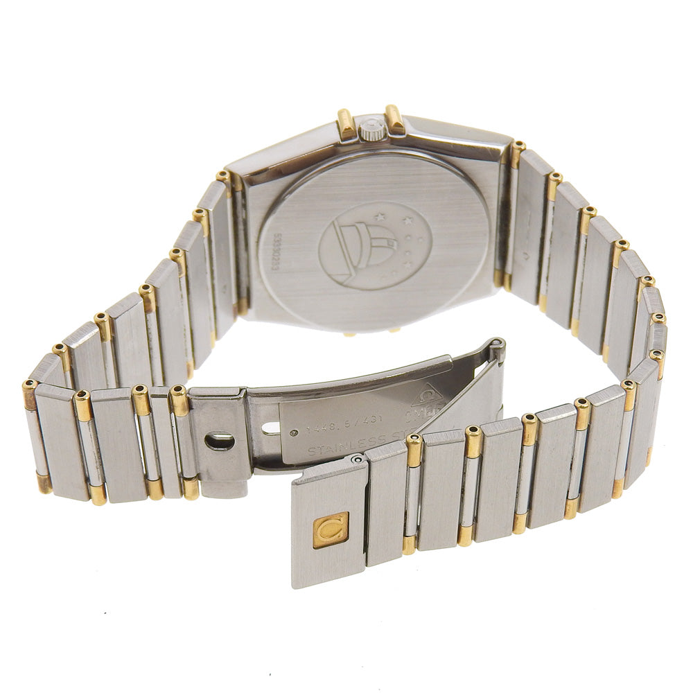Omega Watches Quartz 1370.2 Stainless Steel Silver Day Date Constellation White Dial Boys