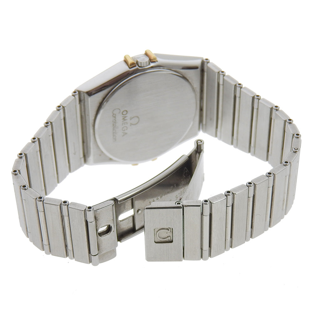 Omega Watches Quartz Stainless Steel, 18K Yellow Gold Silver Constellation Day-Date White Dial Boys