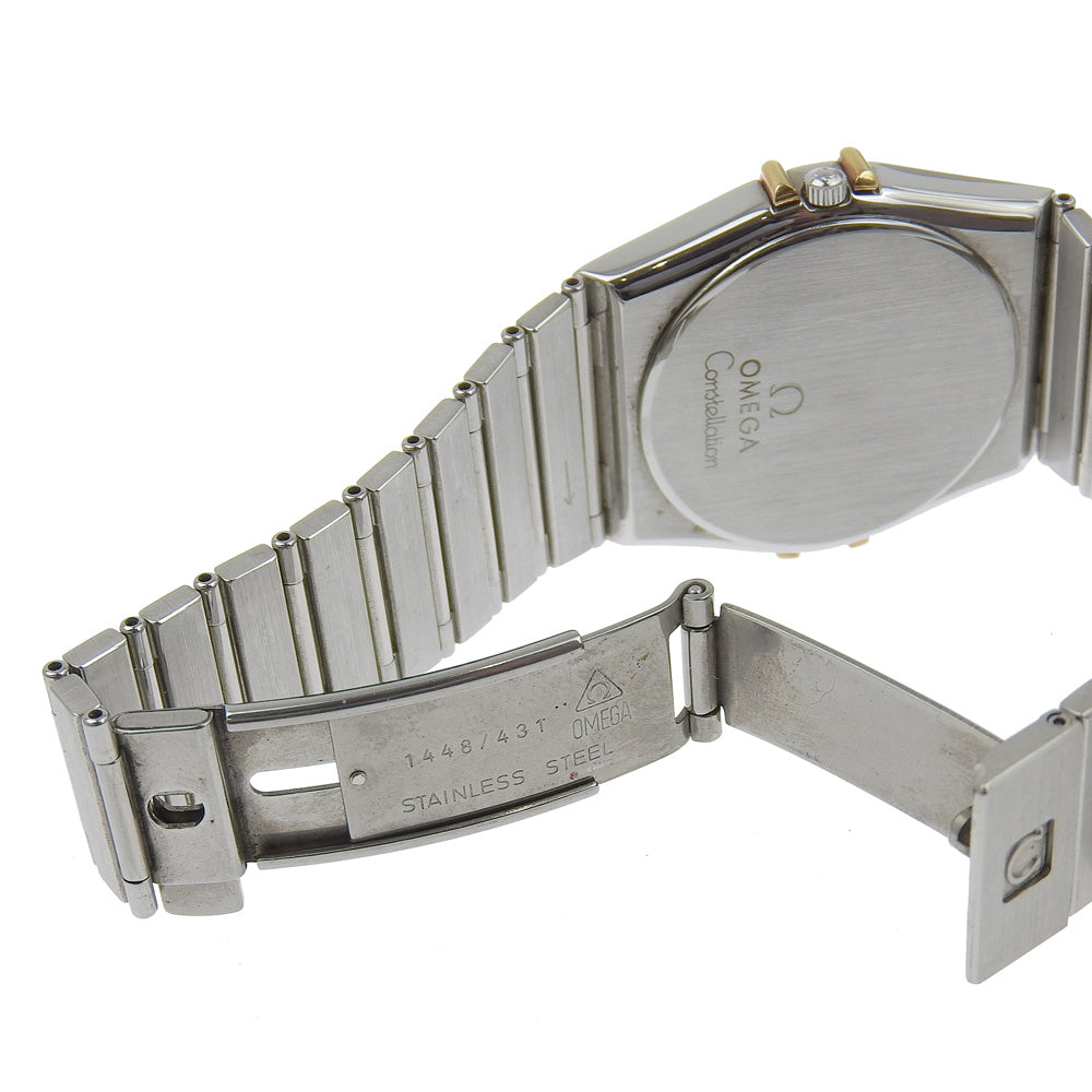 Omega Watches Quartz Stainless Steel, 18K Yellow Gold Silver Constellation Day-Date White Dial Boys