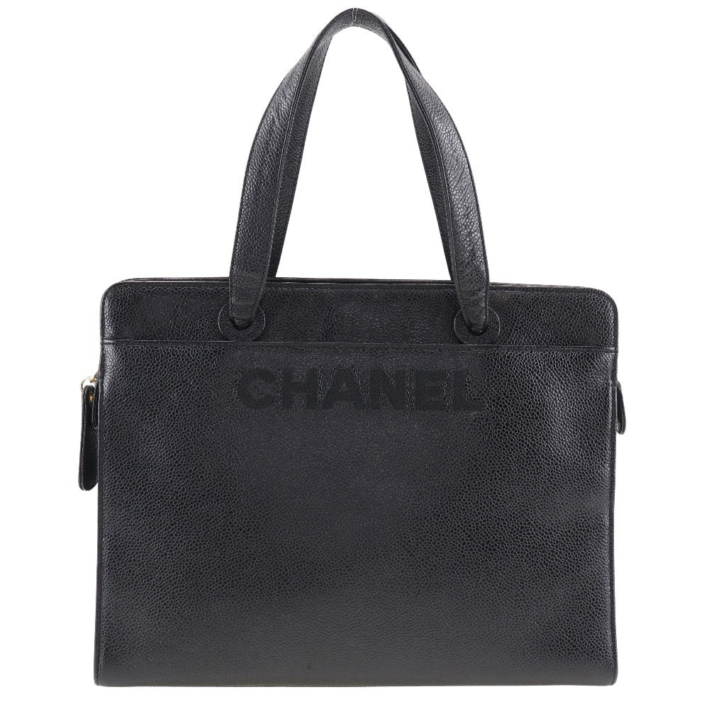 Chanel Handbag Caviar Skin Black Logo Women