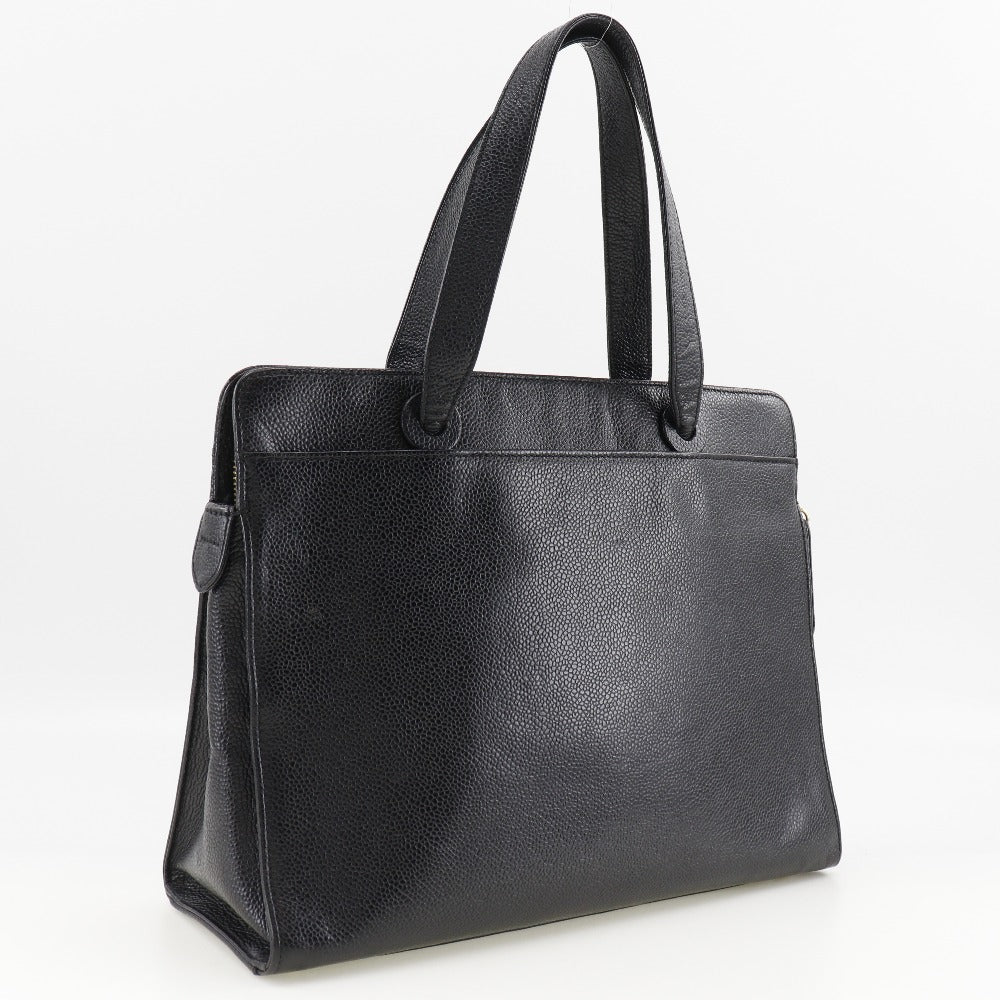 Chanel Handbag Caviar Skin Black Logo Women