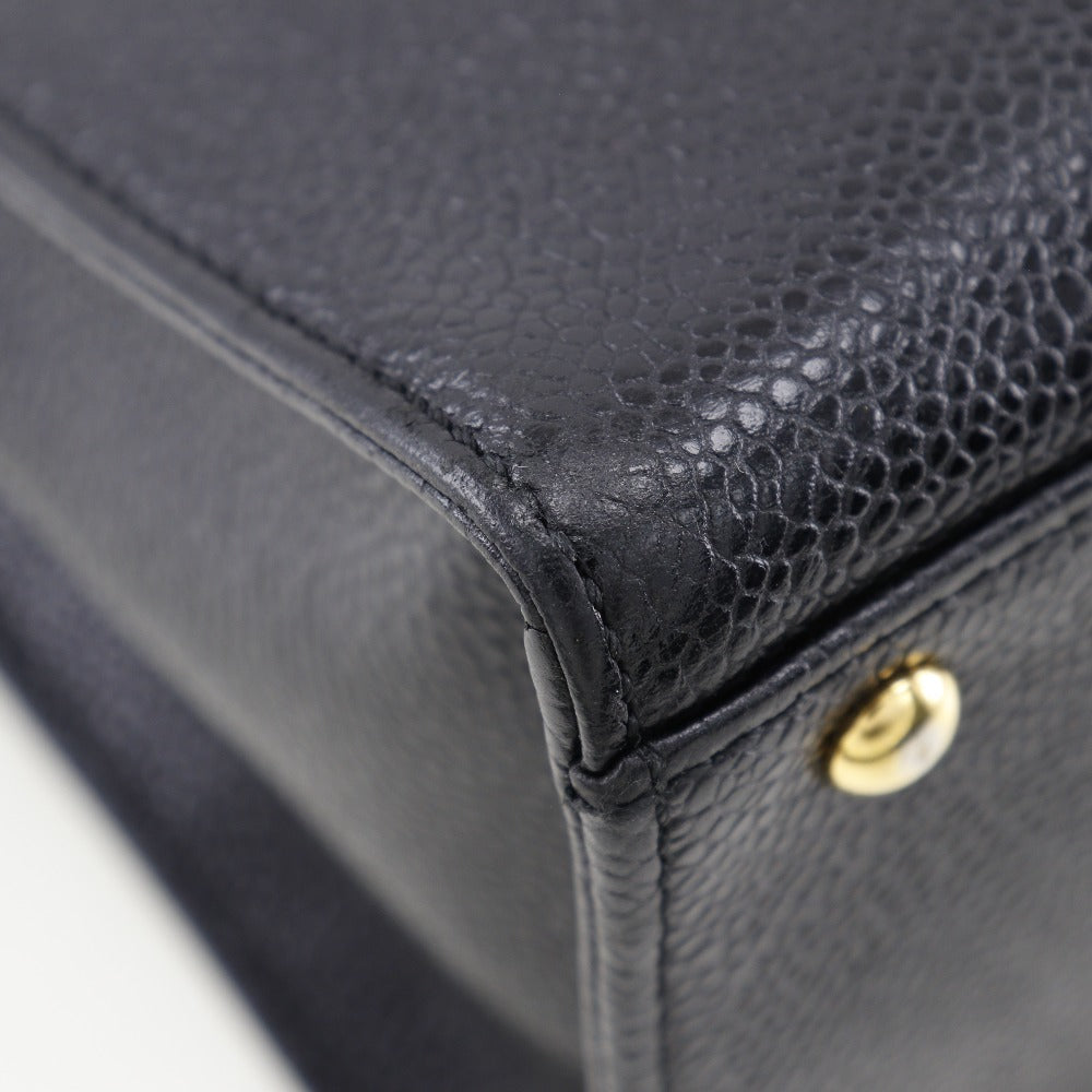 Chanel Handbag Caviar Skin Black Logo Women
