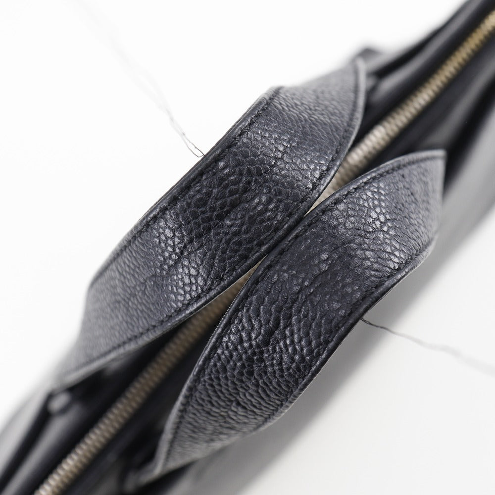 Chanel Handbag Caviar Skin Black Logo Women