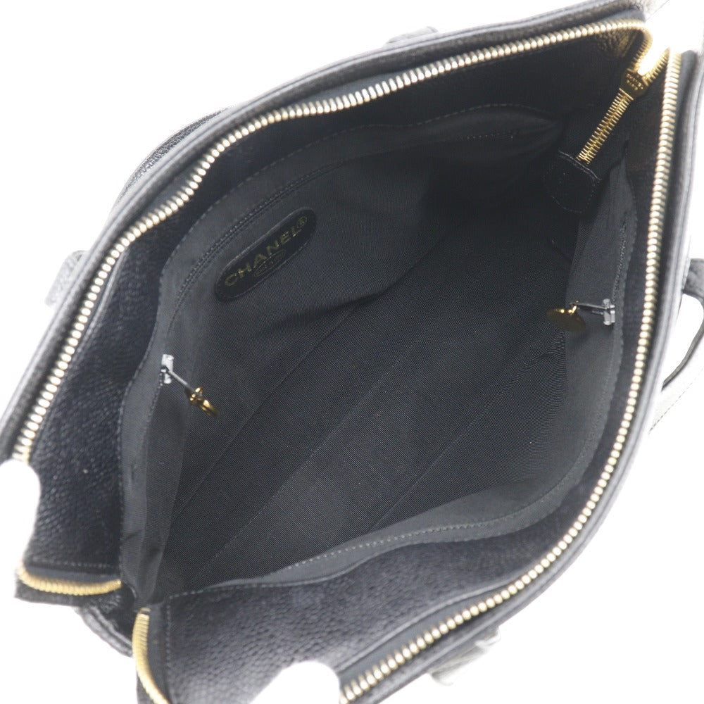 Chanel Handbag Caviar Skin Black Logo Women