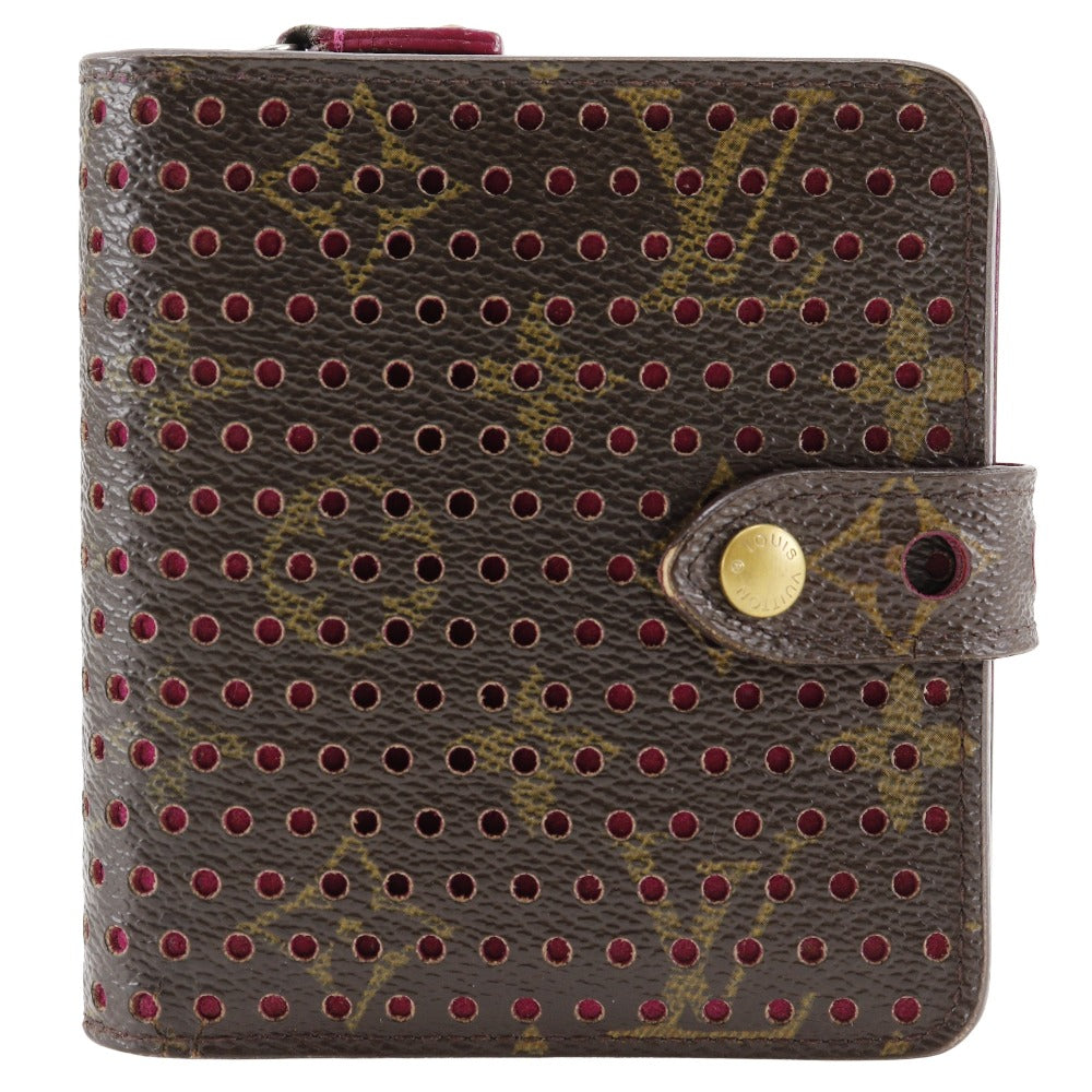 Louis Vuitton Bifold Wallet M95188 Monogram Canvas Brown / Pink Monogram Perfo Compact Zip Women