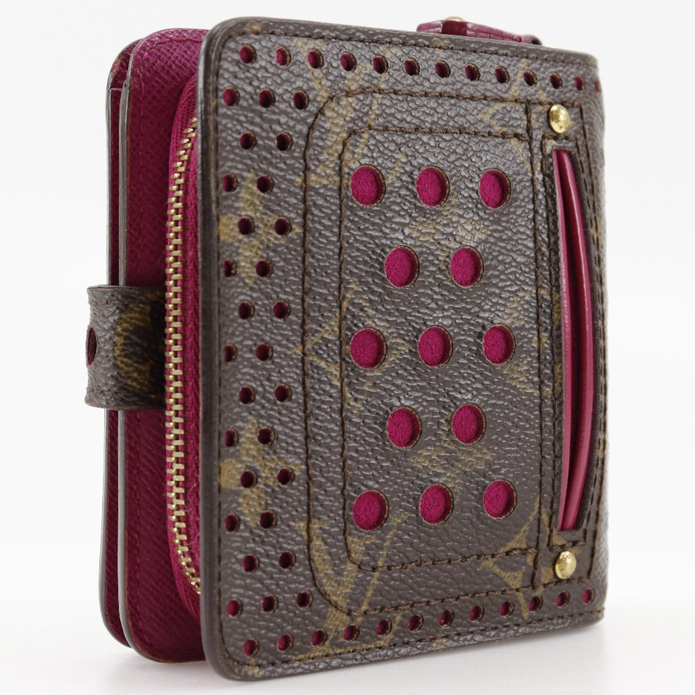 Louis Vuitton Bifold Wallet M95188 Monogram Canvas Brown / Pink Monogram Perfo Compact Zip Women