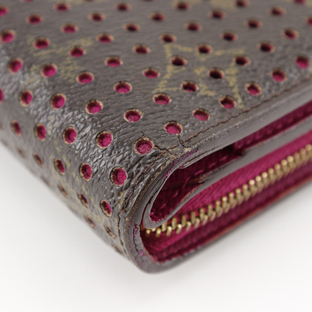 Louis Vuitton Bifold Wallet M95188 Monogram Canvas Brown / Pink Monogram Perfo Compact Zip Women