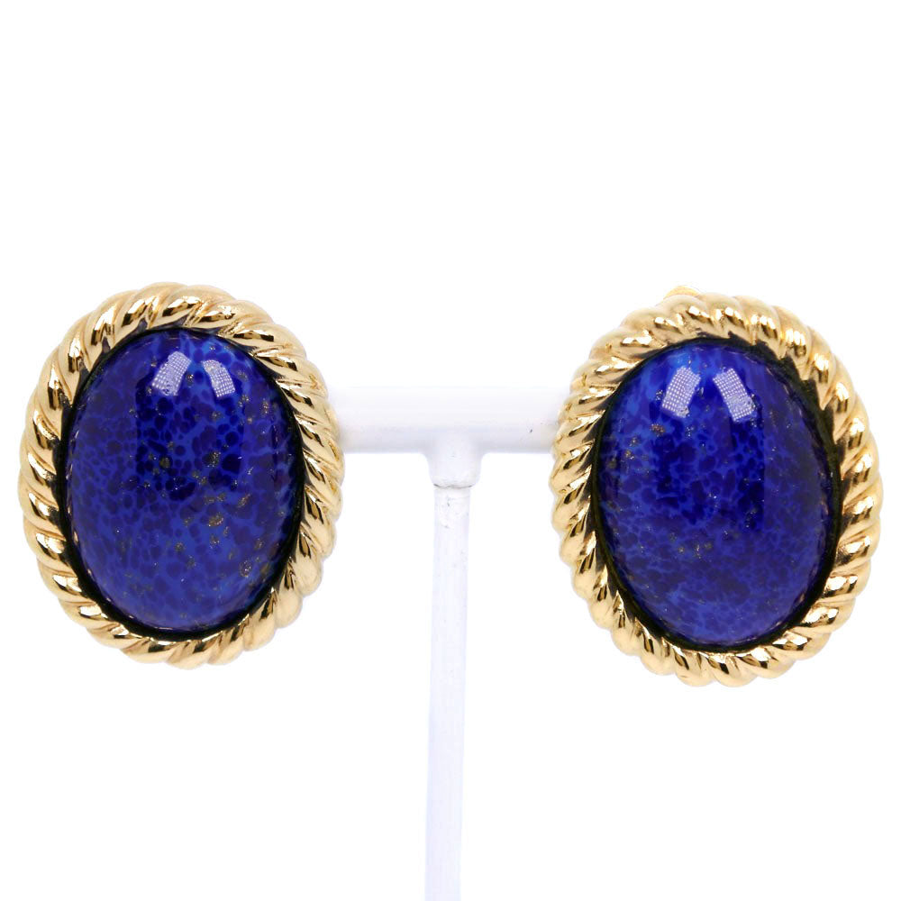 Christian Dior Earring Plated Gold Blue Vintage Women