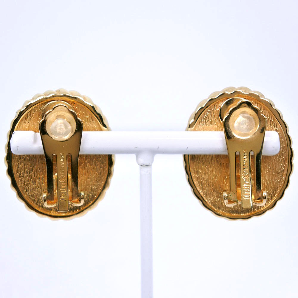 Christian Dior Earring Plated Gold Blue Vintage Women