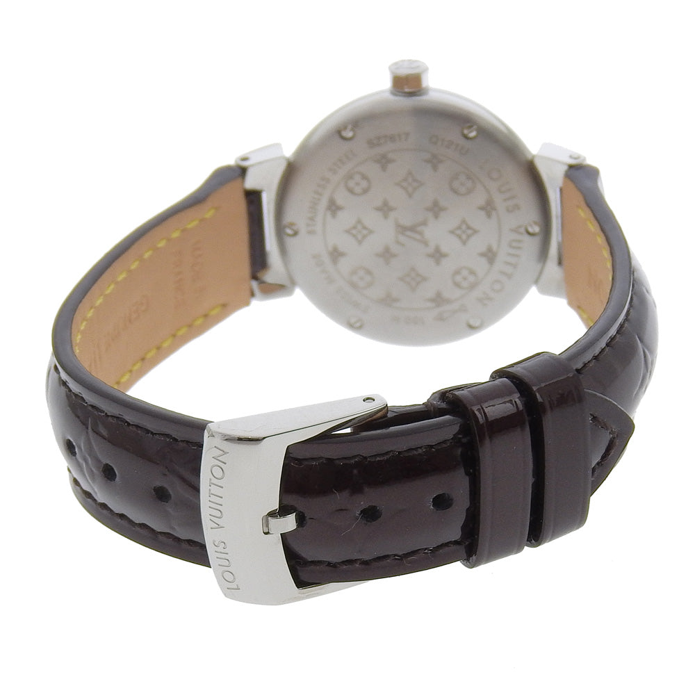 Louis Vuitton Watches Quartz Q121U Stainless Steel, Monogram Vernis, Diamond Black Amarrant Disk