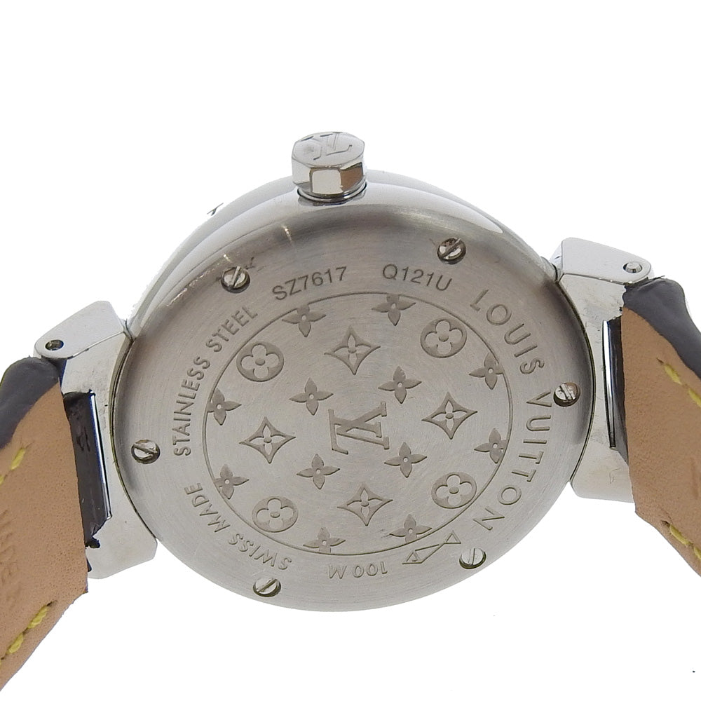 Louis Vuitton Watches Quartz Q121U Stainless Steel, Monogram Vernis, Diamond Black Amarrant Disk
