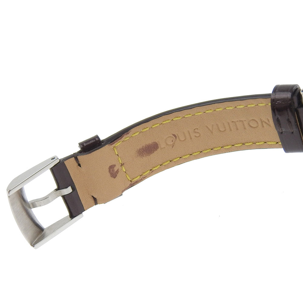 Louis Vuitton Watches Quartz Q121U Stainless Steel, Monogram Vernis, Diamond Black Amarrant Disk