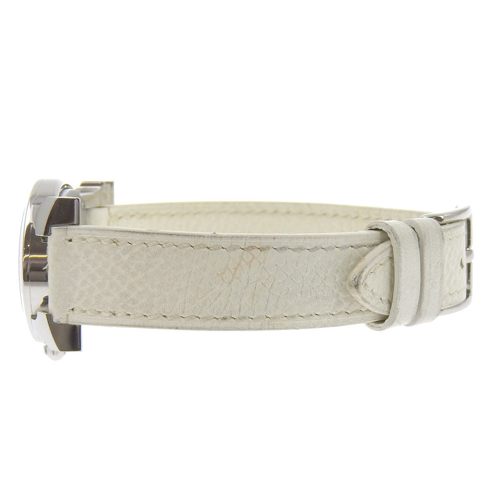 Hermes Watches Quartz Hr1.210 Stainless Steel , Embossed Leather Silver H Watch Rondo White Dial