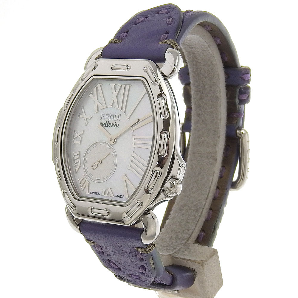 Fendi Watches Quartz 8400M Stainless Steel , Embossed Leather White Celeria White Shell Dial Boys