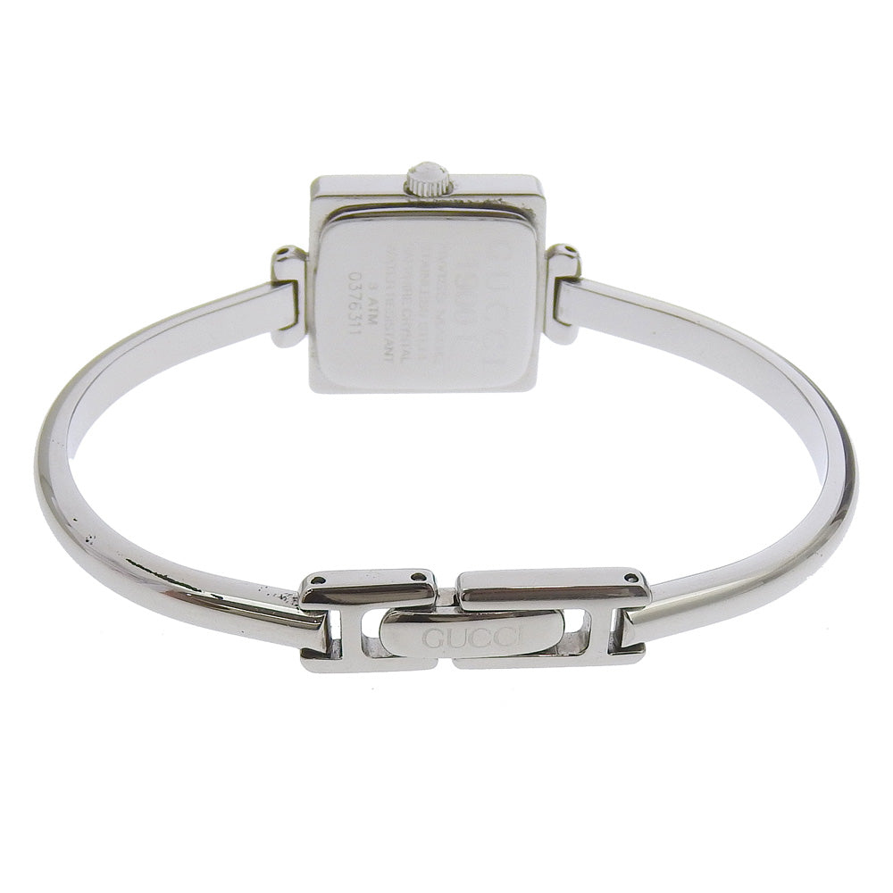 Gucci Watches Quartz 1900L Stainless Steel Silver Bangle Watch Black Dial Women