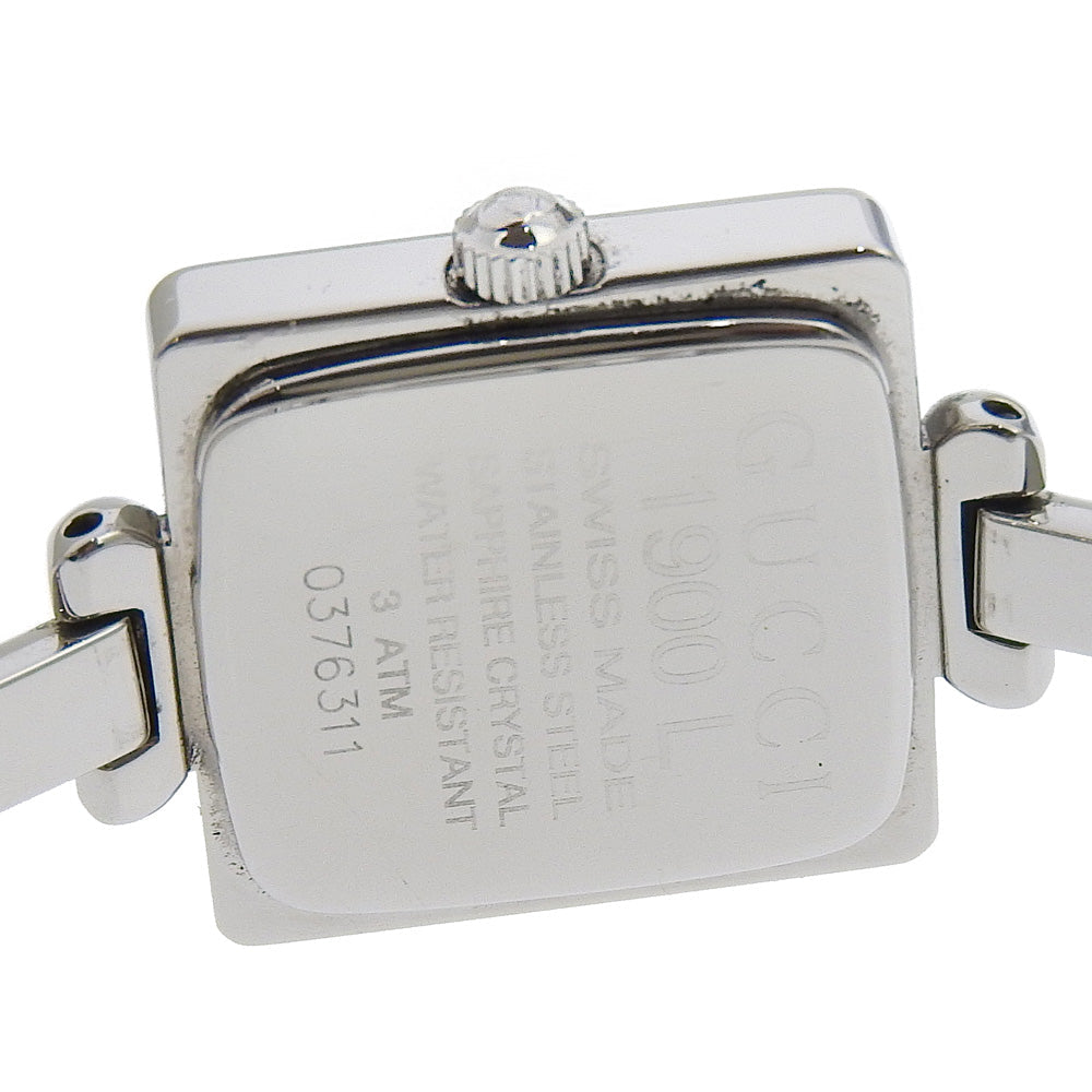 Gucci Watches Quartz 1900L Stainless Steel Silver Bangle Watch Black Dial Women