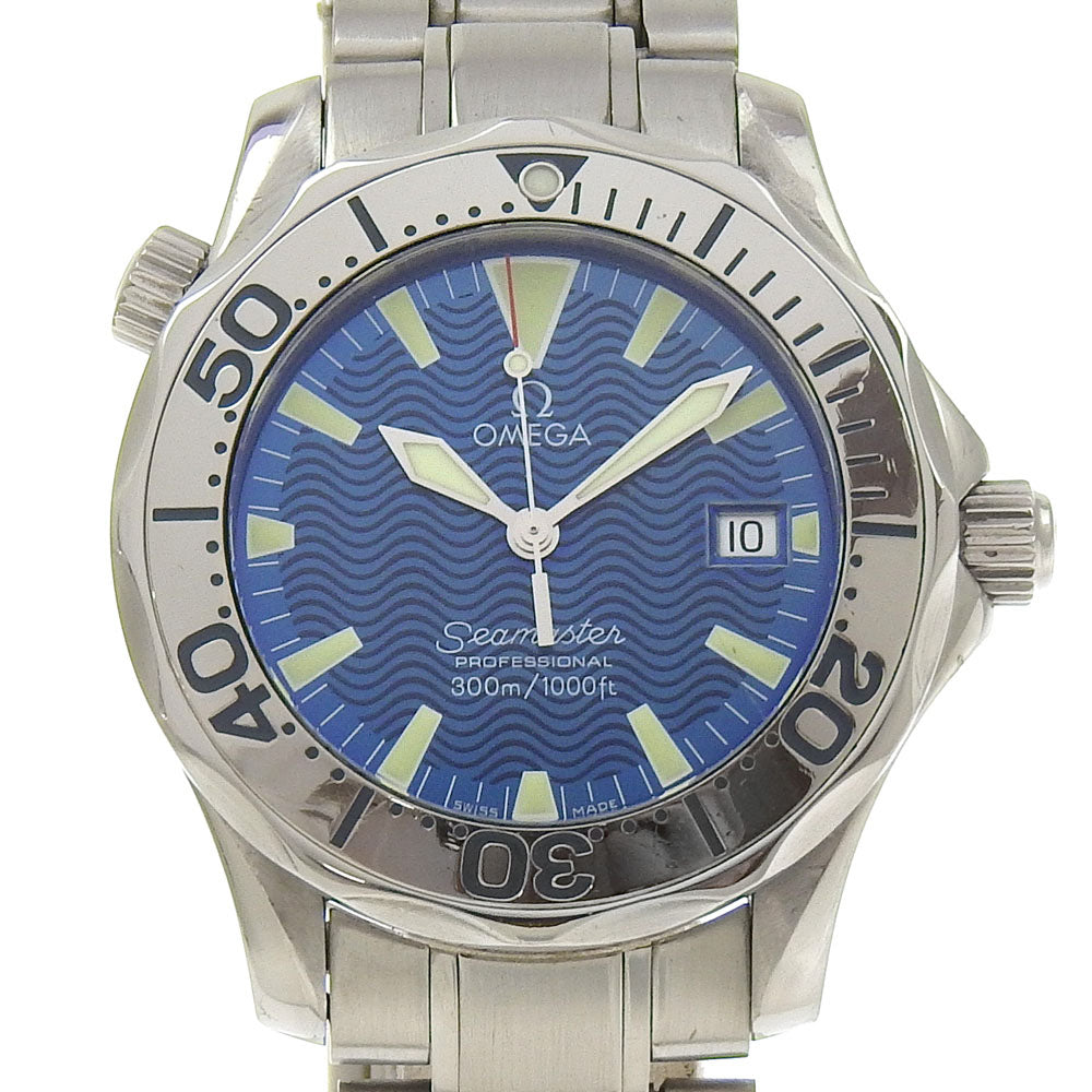 Omega Watches Quartz 2263.8 Stainless Steel Silver Professional 300 Seamaster Blue Dial Boys
