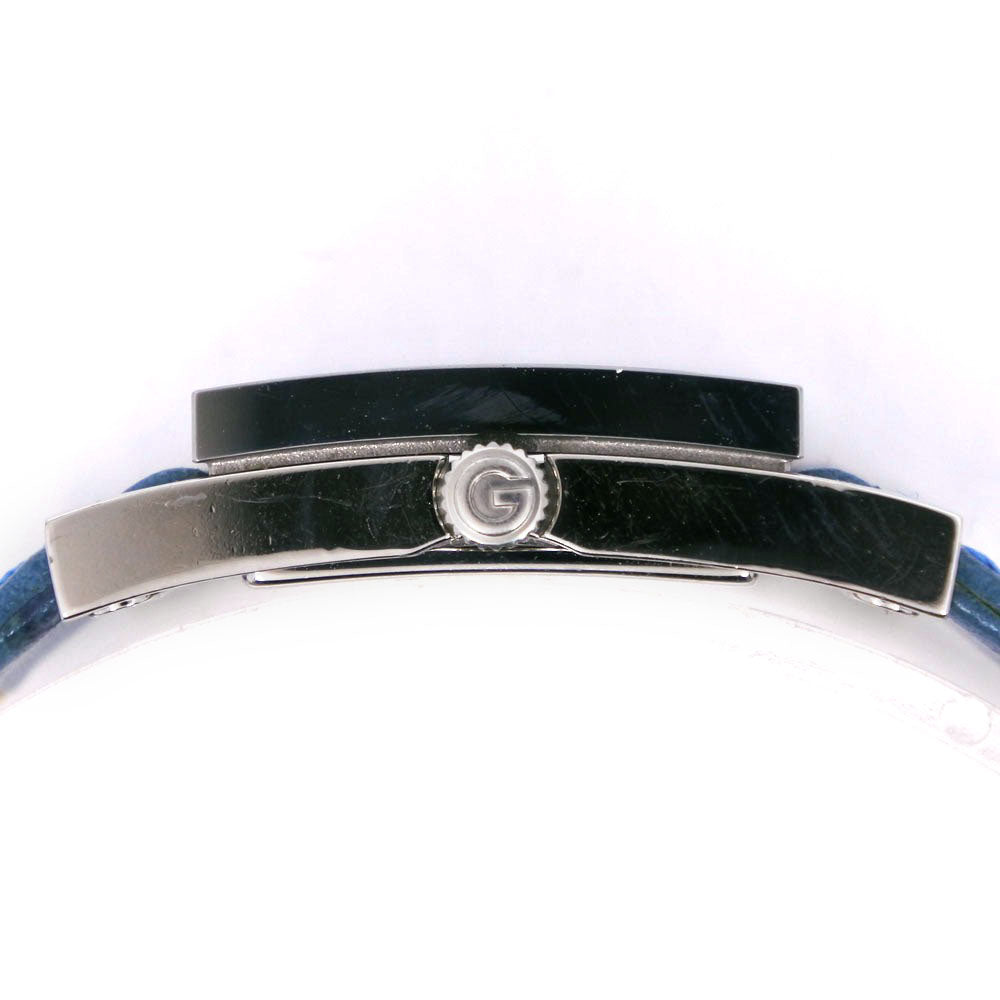 Gucci Watches Quartz 7900P Stainless Steel , Leather Silver/Light Blue Silver Dial Women
